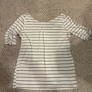 Motherhood White Top with Navy Stripes